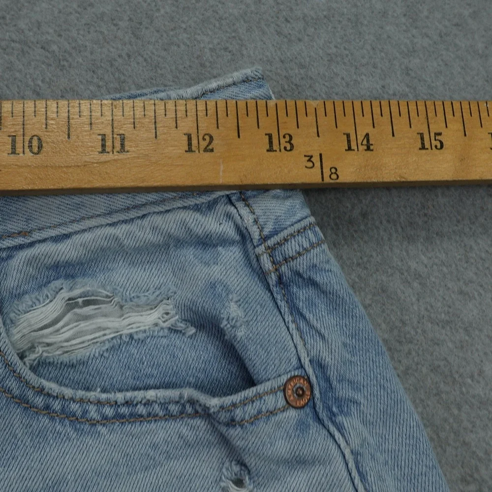 American Eagle Shorts Womens‎ 0 Blue Highest Rise Baggy Distressed Denim